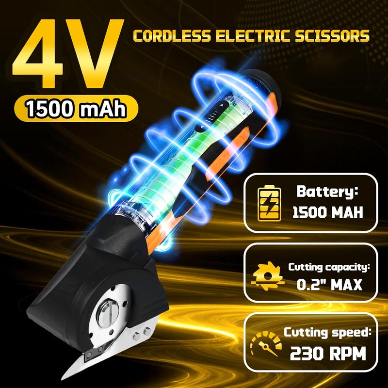 VYRALOFT 4-In-1 Cordless Electric Scissors,90pcs Multi-Functional 4V Cardboard Cutter Electric,Includes Interchangeable Rotary Tool Kit,Suitable For Cardboard Cutting,Sanding,Drilling,And Diy Crafts - Image 3